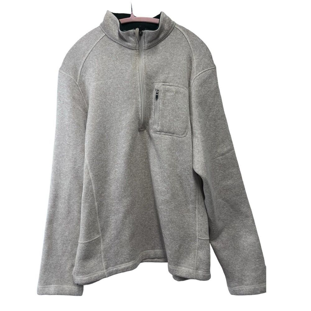 Woolrich Beige 1/4 Zip Knit Fleece Polyester Pullover Sweater Men's Extra Large